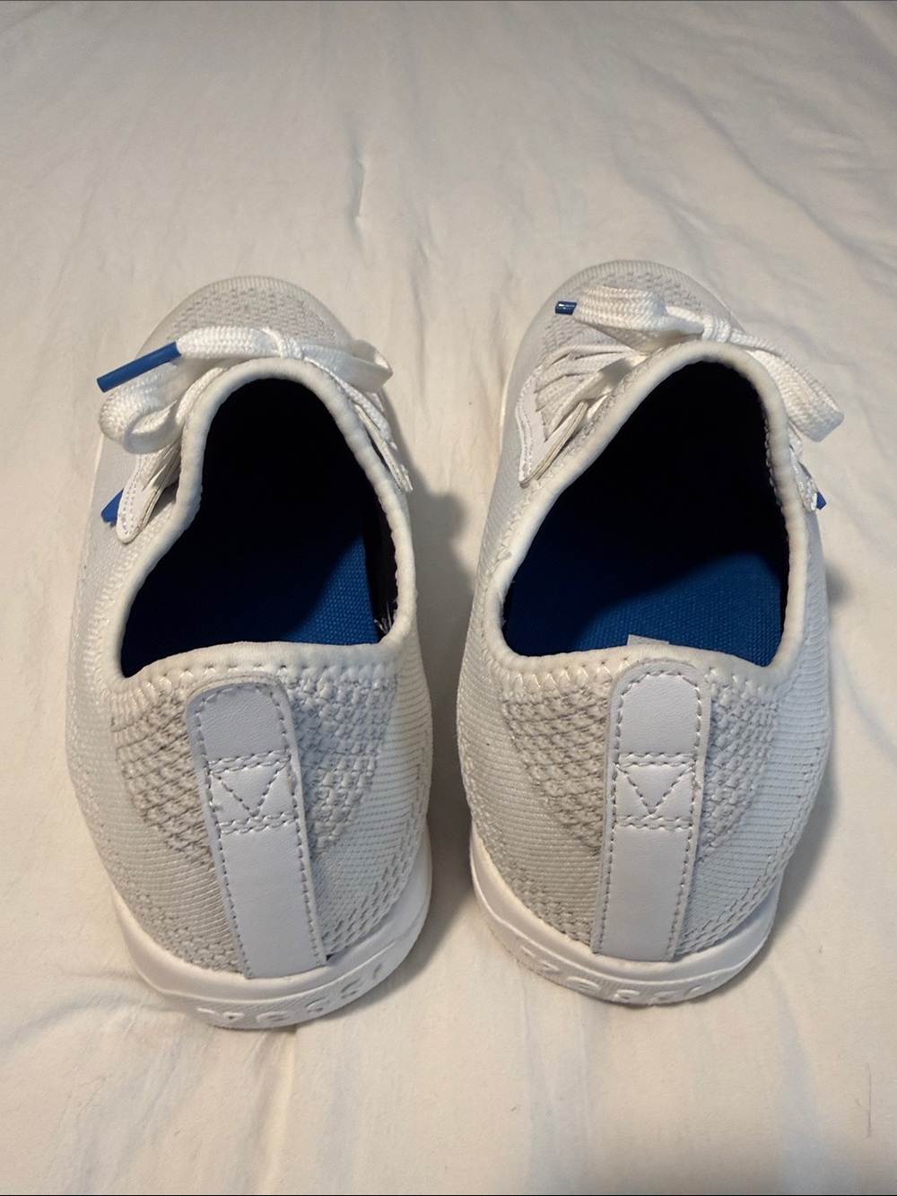 Vessi Women’s White Knit Lace-Up Sneakers with Blue Accents Size 7 - Picture 7 of 8
